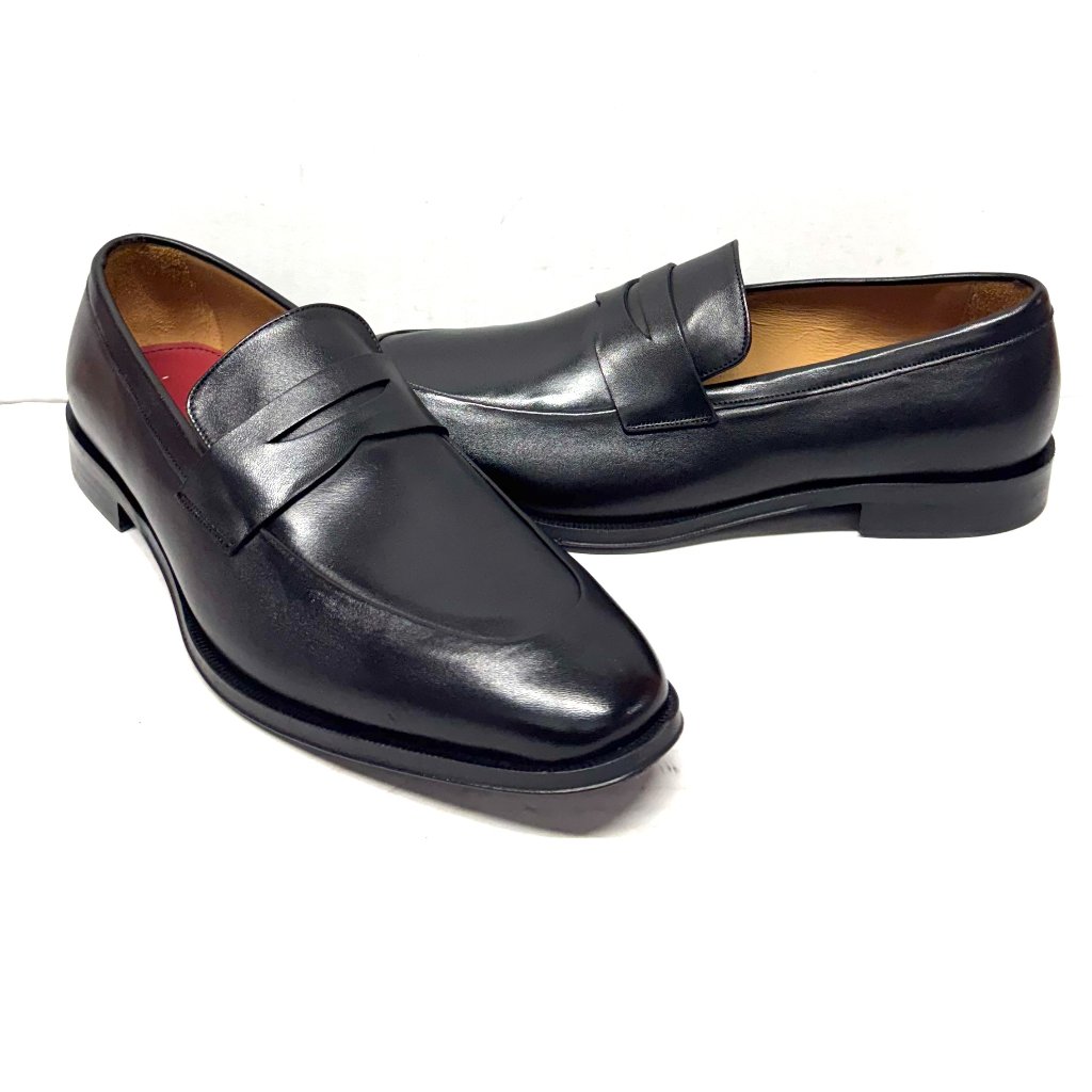 Bruno Magli Men's Maioco Penny Leather Slip On Loafer Shoes Black Size 11.5 W
